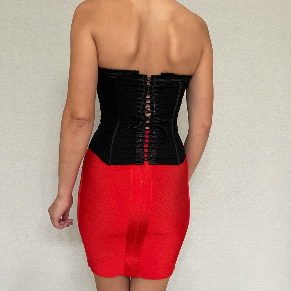 bebe Black Ruched Halter Corset Top - Picture 3 of 8
